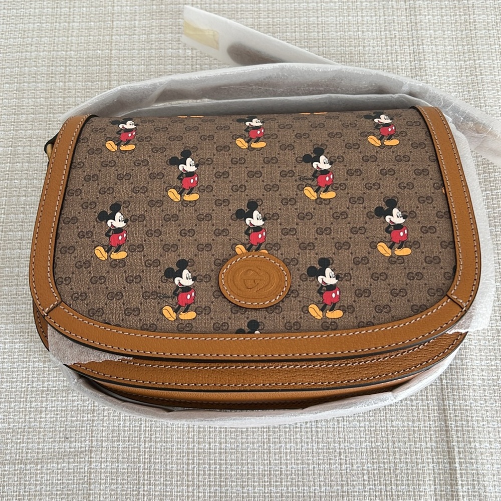 🏰Gucci🏰 x Disney Vintage GG Supreme Monogram Mickey Mouse Shoulder Bag - Picture 5 of 16
